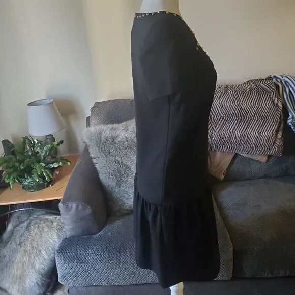 Designer. Sinequonone Paris. black with gold stud Details dress. Size Small - Picture 4 of 9